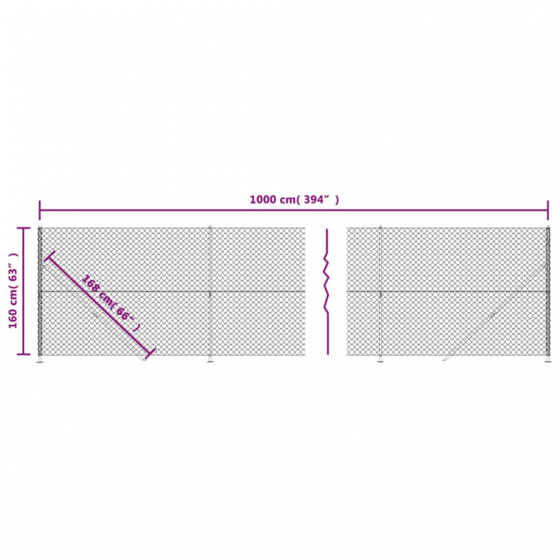 Maschendrahtzaun mit Bodenflansch Grün 1,6x10 m