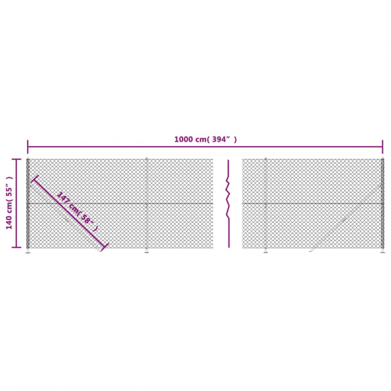 Maschendrahtzaun mit Bodenflansch Anthrazit 1,4x10 m