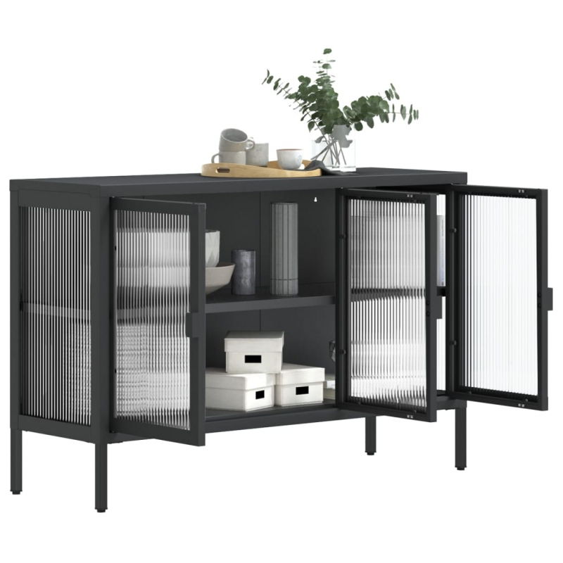 Sideboard Schwarz 105x35x70 cm Glas und Stahl