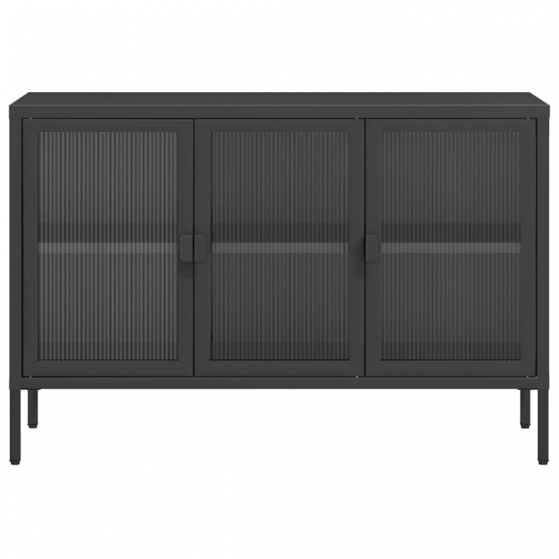 Sideboard Schwarz 105x35x70 cm Glas und Stahl