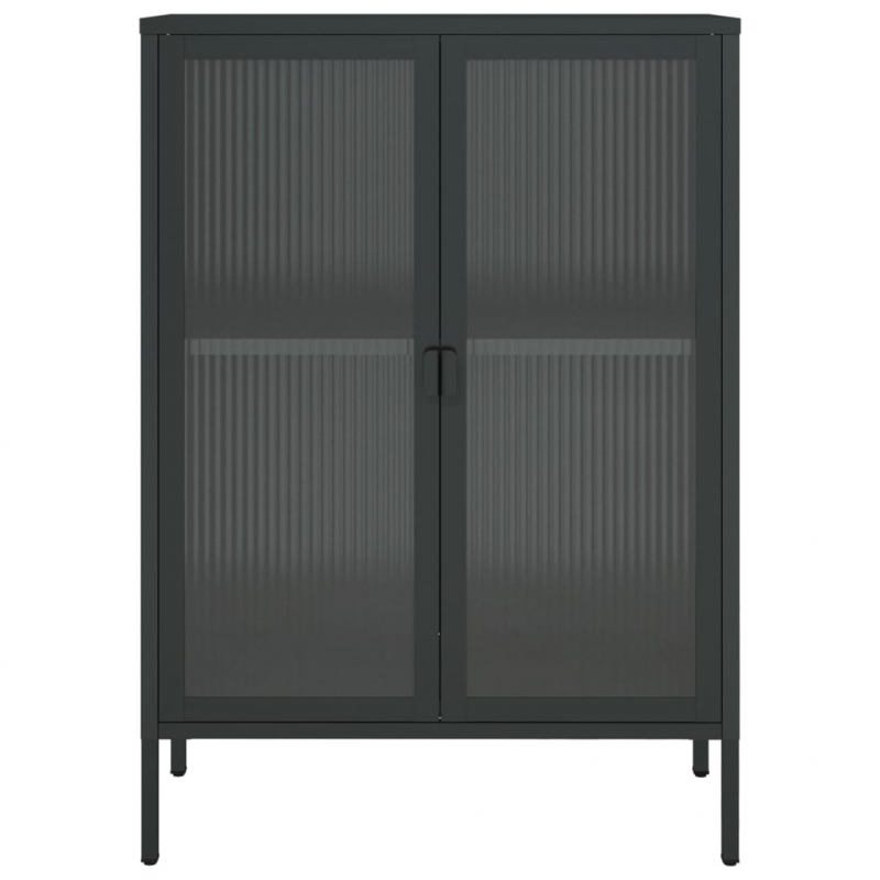 Sideboard Schwarz 75x35x105 cm Glas und Stahl