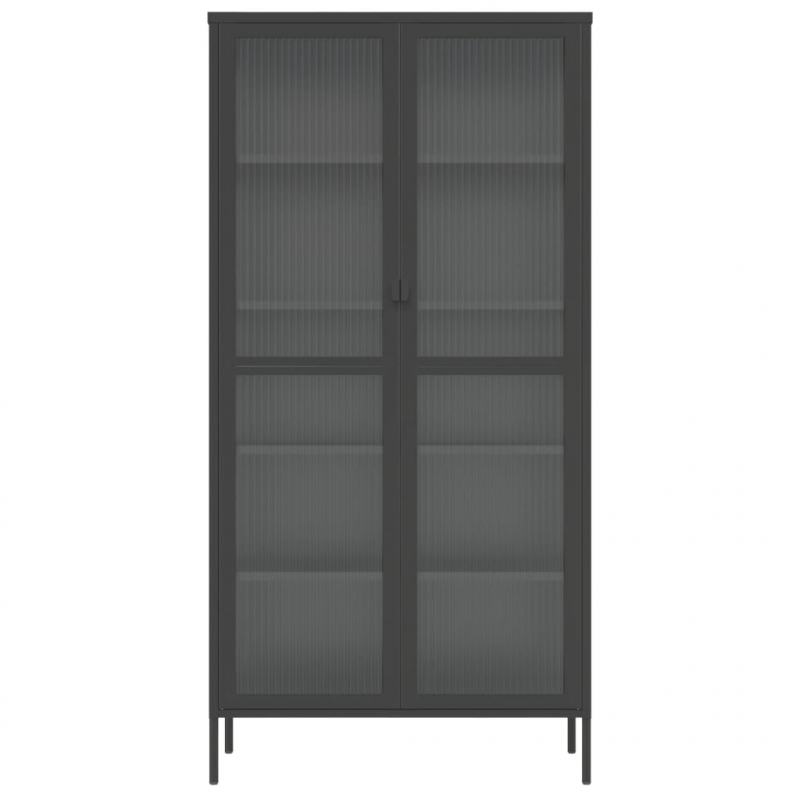 Highboard Schwarz 85x40x180 cm Glas und Stahl