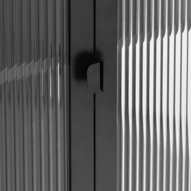 Highboard Schwarz 85x40x180 cm Glas und Stahl