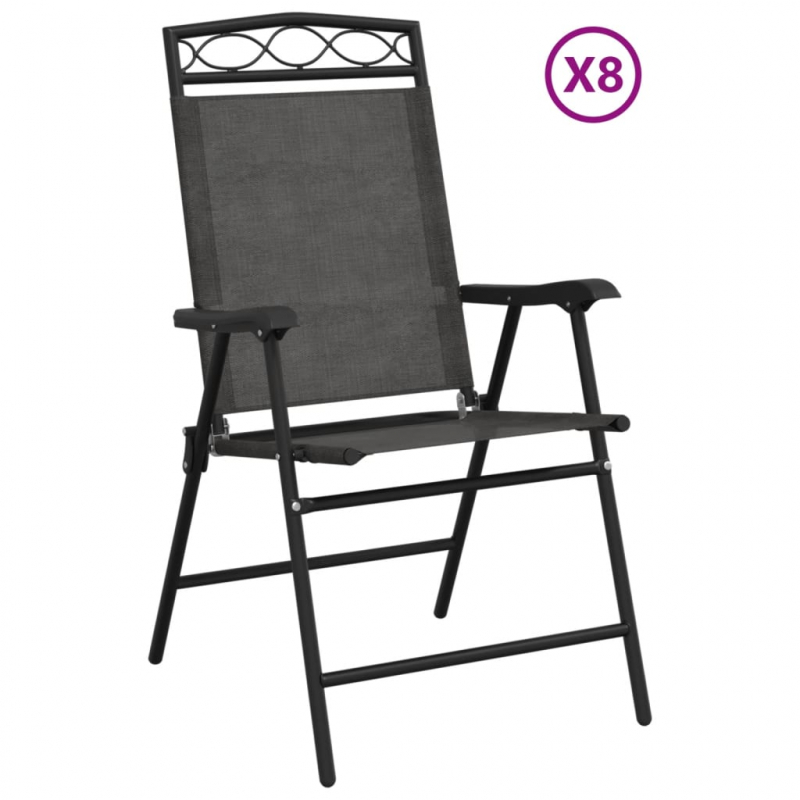 Klappbare Gartenstühle 8 Stk. Graumeliert Stahl und Textilene