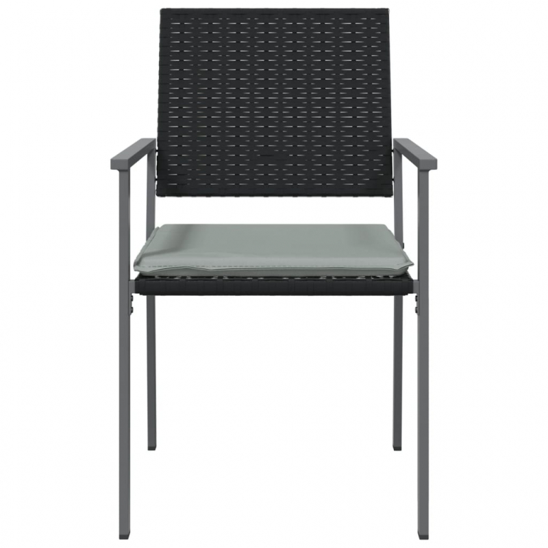Gartenstühle mit Kissen 2 Stk. Schwarz 54x62,5x89cm Poly Rattan