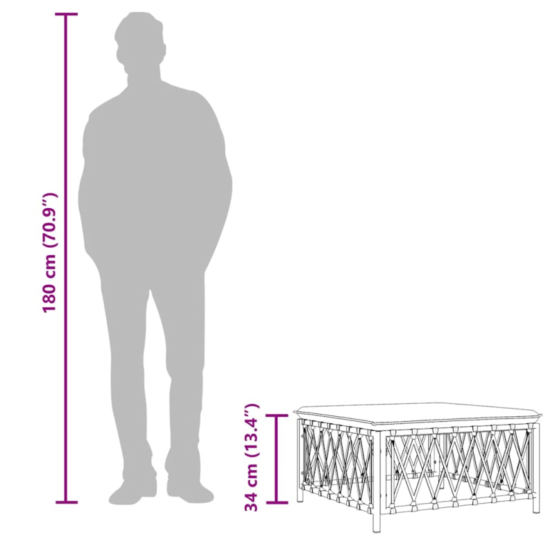 Gartenhocker mit Kissen Weiß Gewebe