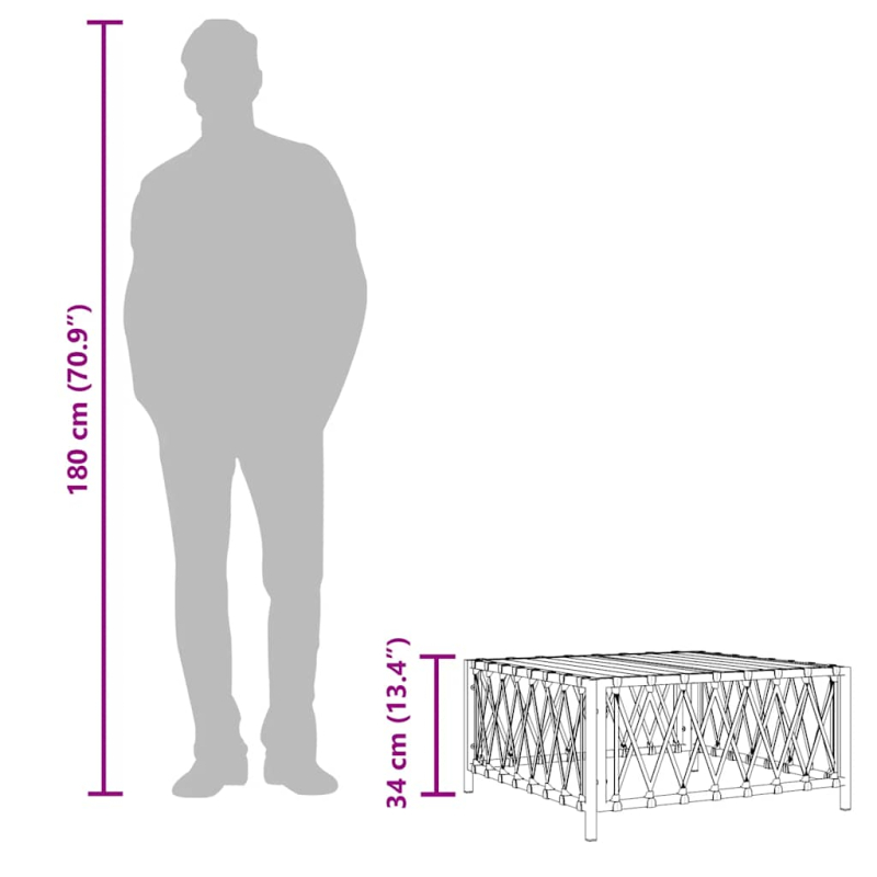 Gartentisch Weiß 70x70x34 cm Gewebe