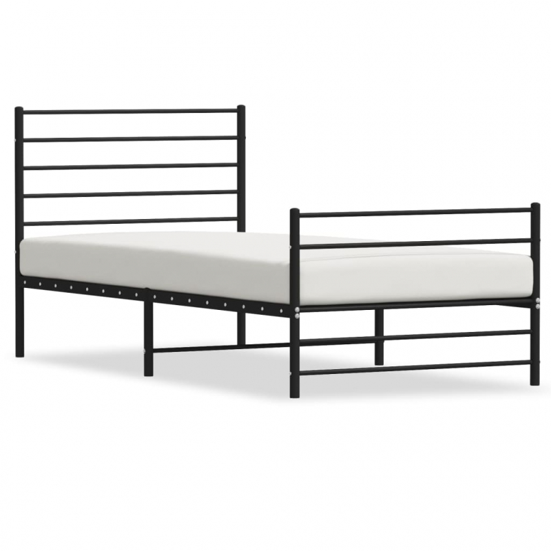 Bettgestell mit Kopf- und Fußteil Metall Schwarz 75x190 cm
