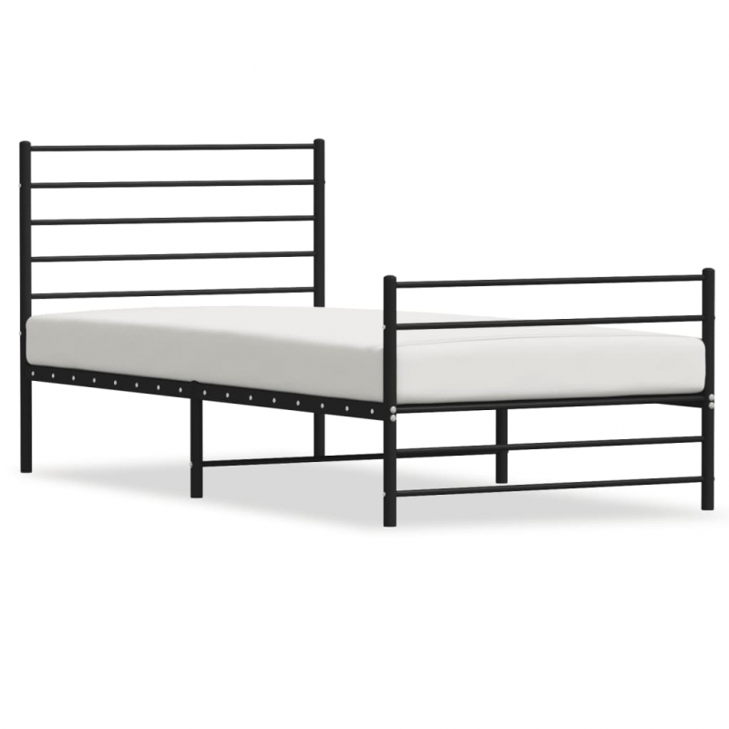 Bettgestell mit Kopf- und Fußteil Metall Schwarz 100x200 cm