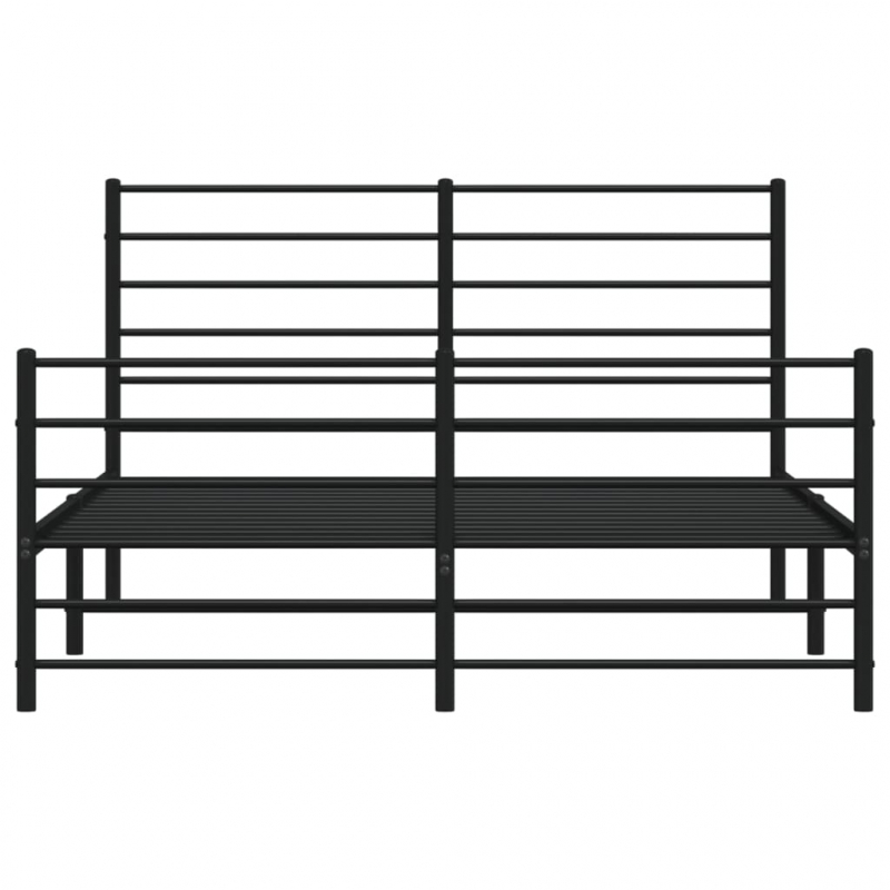 Bettgestell mit Kopf- und Fußteil Metall Schwarz 135x190 cm