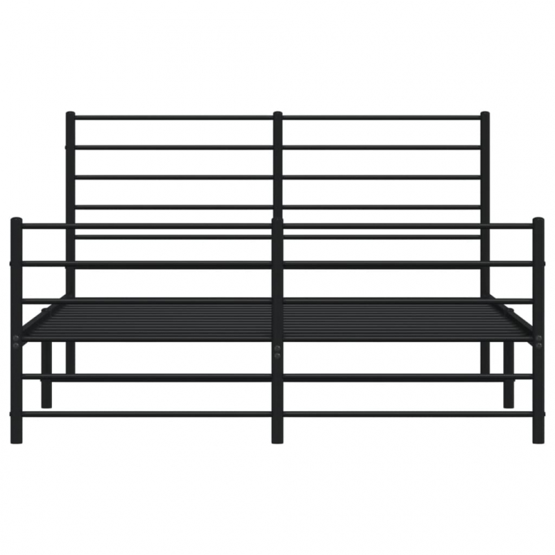 Bettgestell mit Kopf- und Fußteil Metall Schwarz 150x200 cm