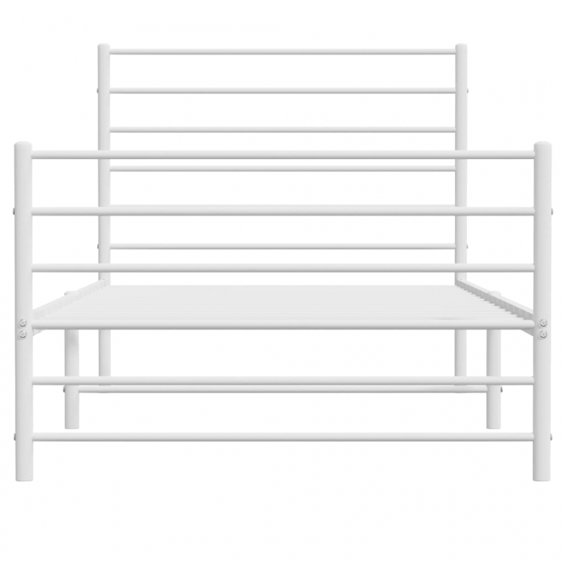 Bettgestell mit Kopf- und Fußteil Metall Weiß 90x190 cm