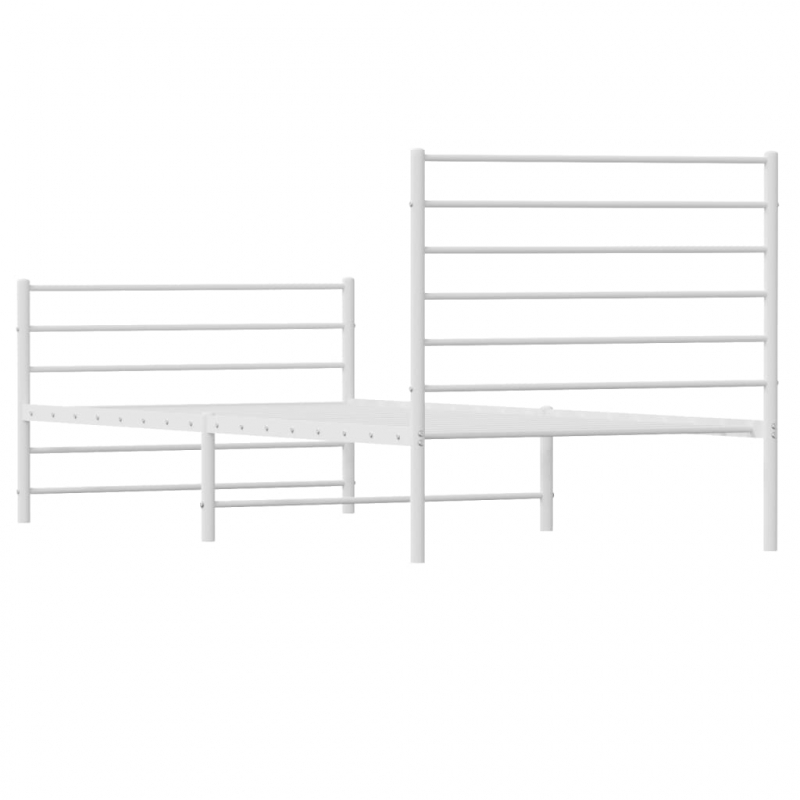Bettgestell mit Kopf- und Fußteil Metall Weiß 90x190 cm