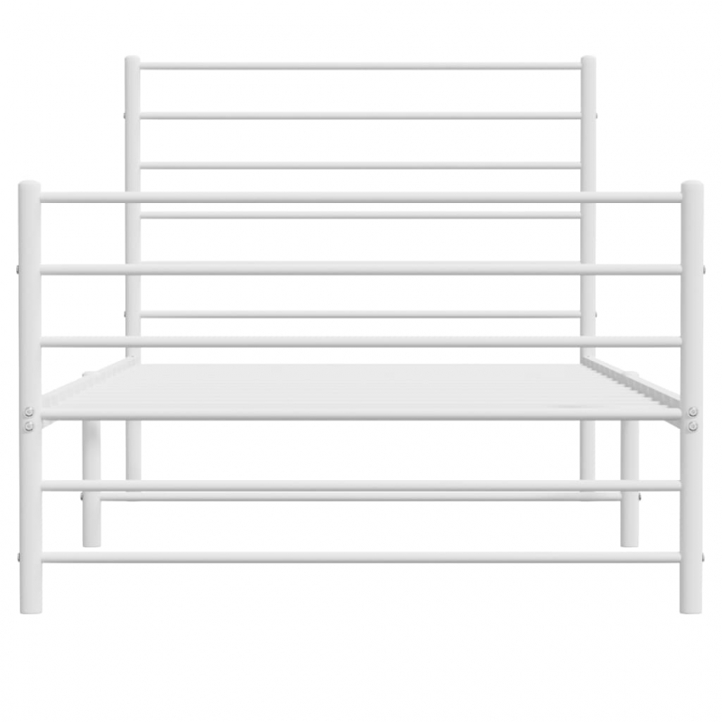 Bettgestell mit Kopf- und Fußteil Metall Weiß 107x203 cm