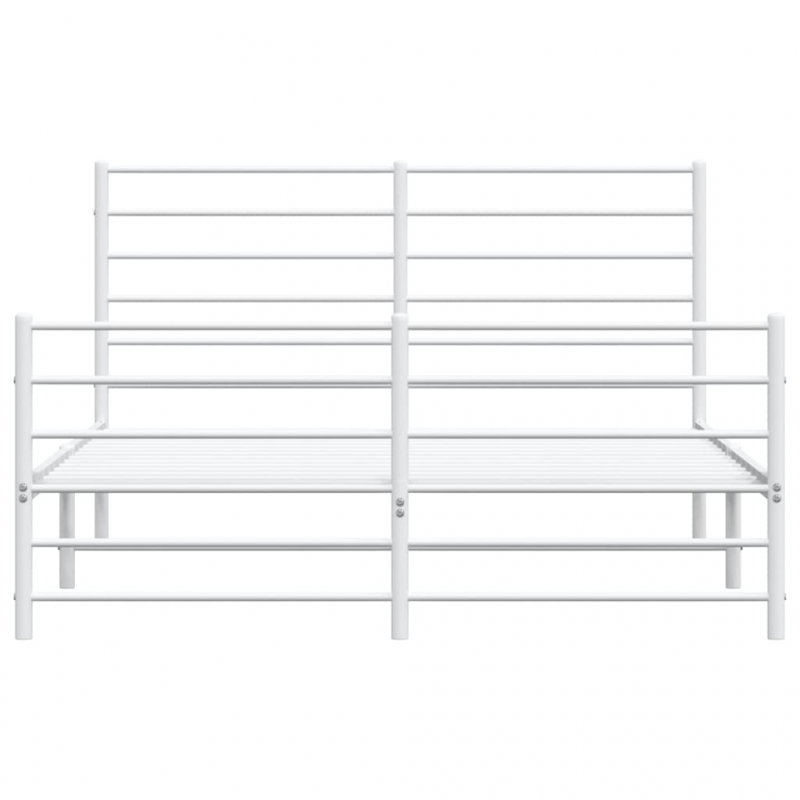 Bettgestell mit Kopf- und Fußteil Metall Weiß 120x190 cm