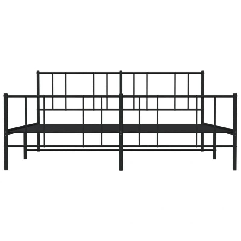 Bettgestell mit Kopf- und Fußteil Metall Schwarz 183x213 cm