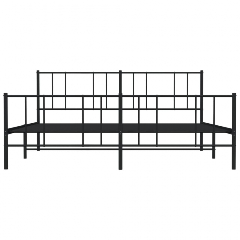 Bettgestell mit Kopf- und Fußteil Metall Schwarz 193x203 cm