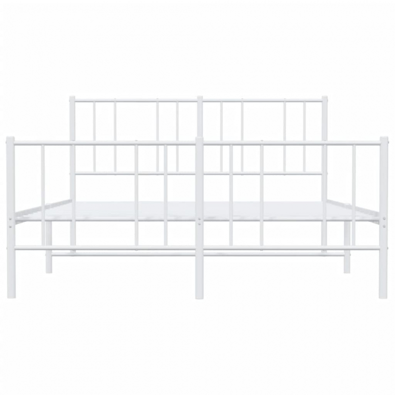 Bettgestell mit Kopf- und Fußteil Metall Weiß 135x190 cm