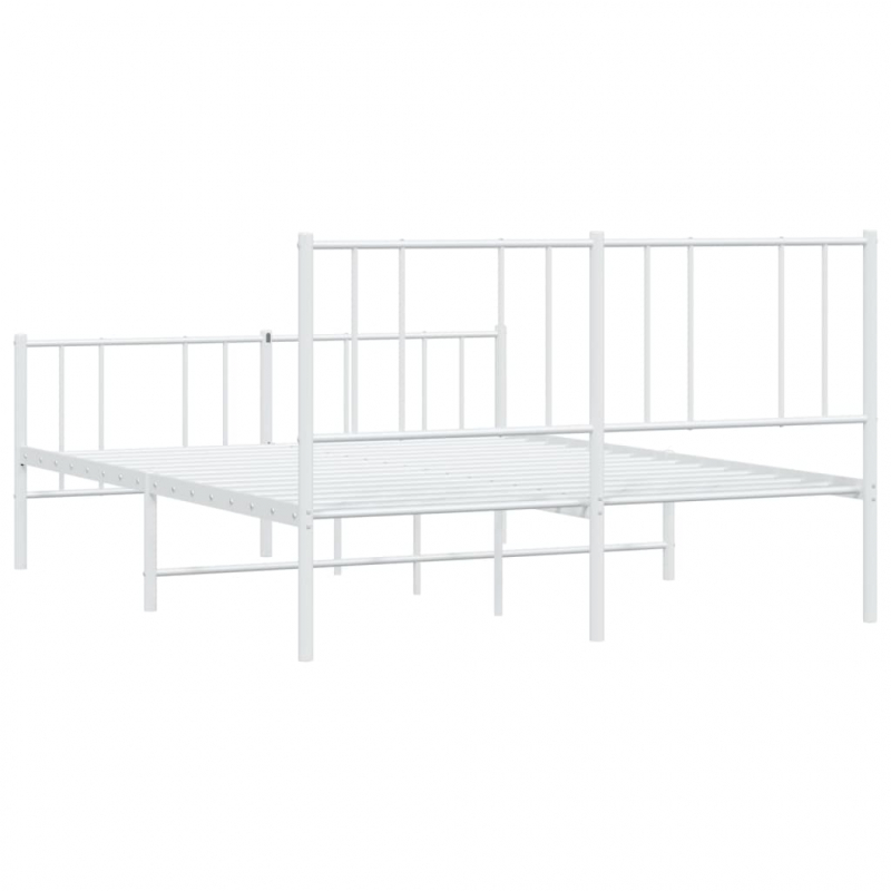 Bettgestell mit Kopf- und Fußteil Metall Weiß 140x190 cm