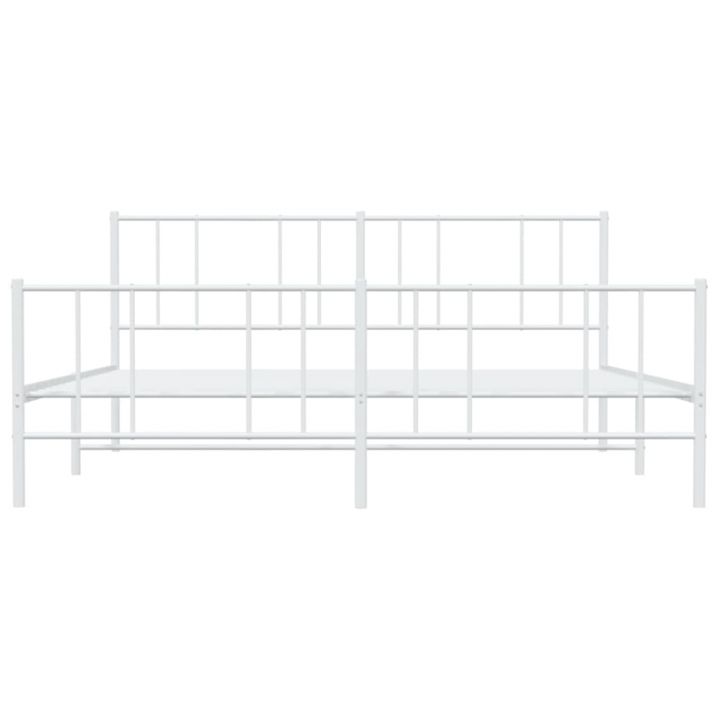 Bettgestell mit Kopf- und Fußteil Metall Weiß 200x200 cm