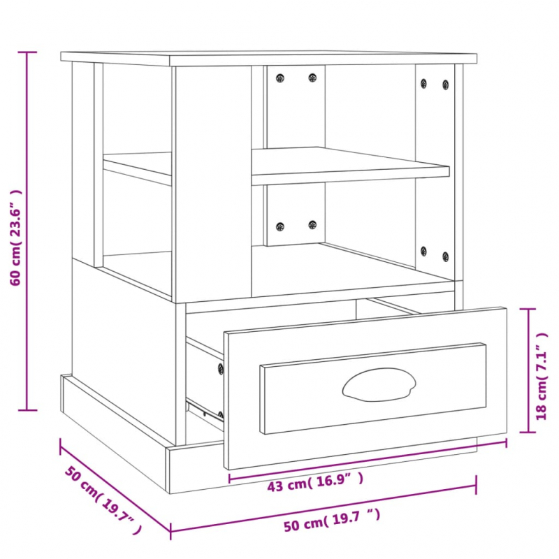 Beistelltisch Sonoma-Eiche 50x50x60 cm Holzwerkstoff