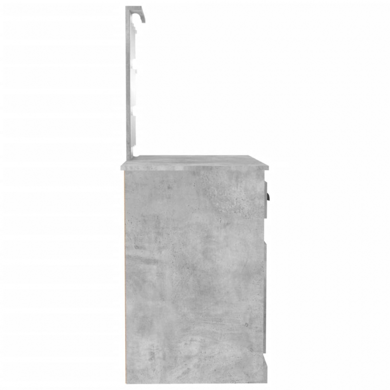 Schminktisch mit LEDs Betongrau 90x50x132,5 cm Holzwerkstoff