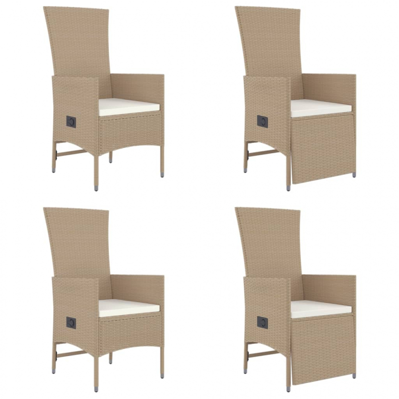 5-tlg. Garten-Essgruppe mit Kissen Beige Poly Rattan