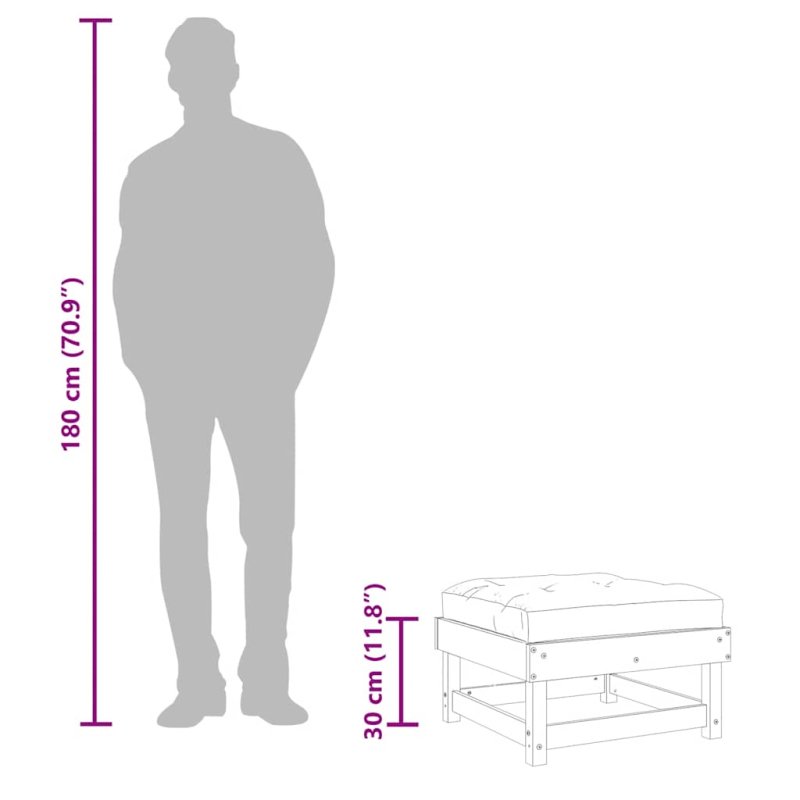 Gartenhocker mit Kissen Weiß Massivholz Kiefer