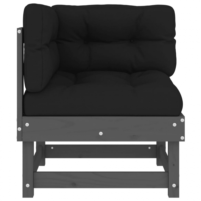 Ecksofas mit Kissen 2 Stk. Grau Massivholz Kiefer