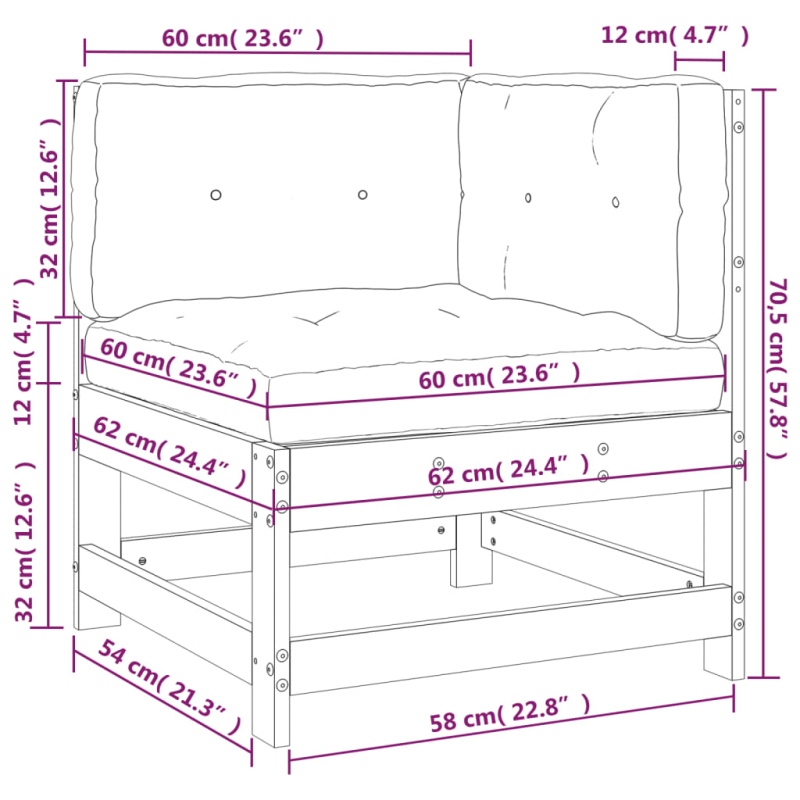 Ecksofa mit Kissen Massivholz Kiefer