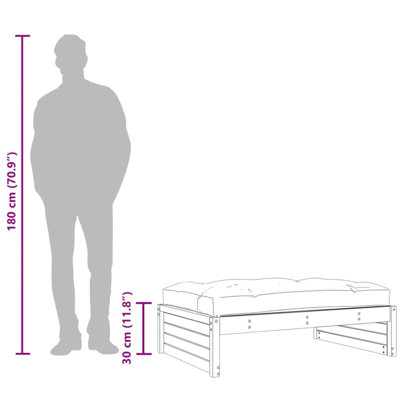 Gartenhocker Schwarz 120x80 cm Massivholz Kiefer