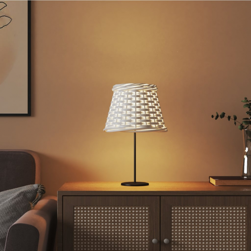 Lampenschirm Weiß Ø15x12 cm Korbweide