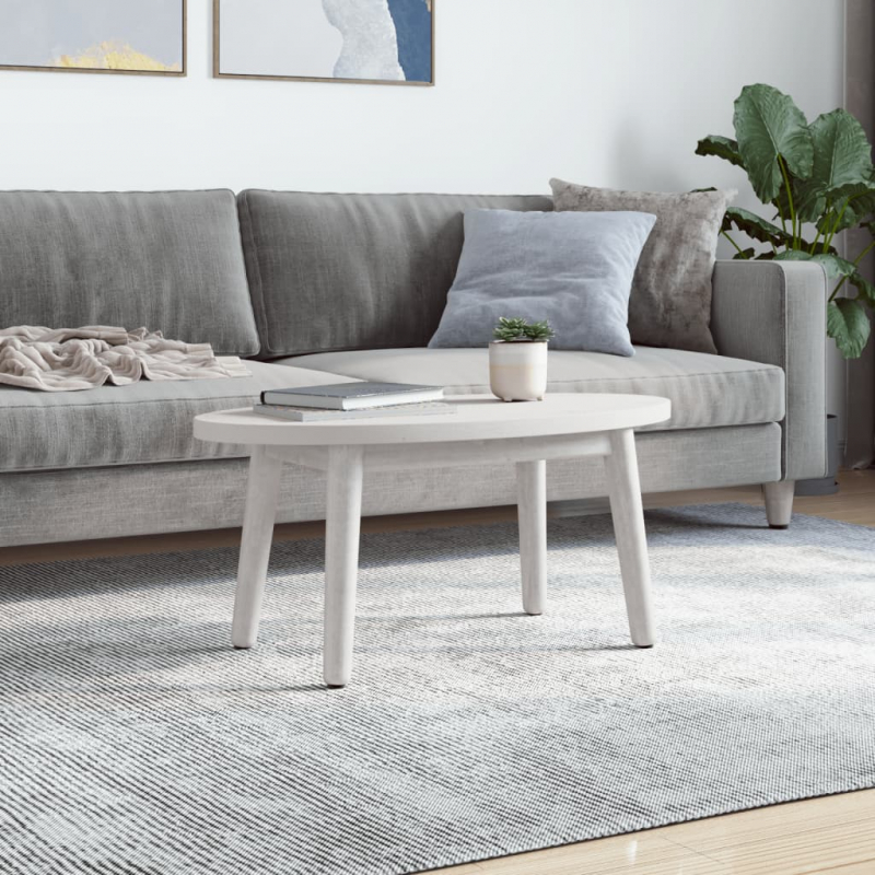 Tischplatte Weiß 80x40x2,5 cm Massivholz Kiefer Oval