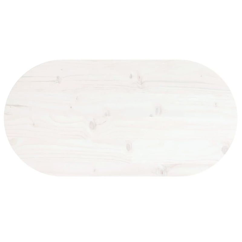 Tischplatte Weiß 80x40x2,5 cm Massivholz Kiefer Oval
