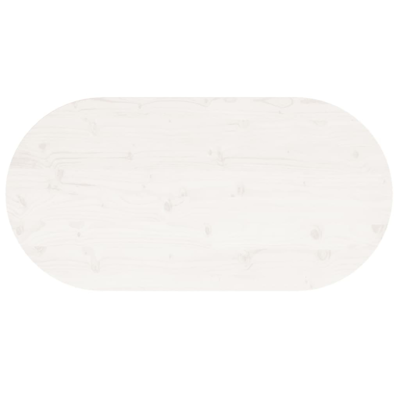 Tischplatte Weiß 90x45x2,5 cm Massivholz Kiefer Oval