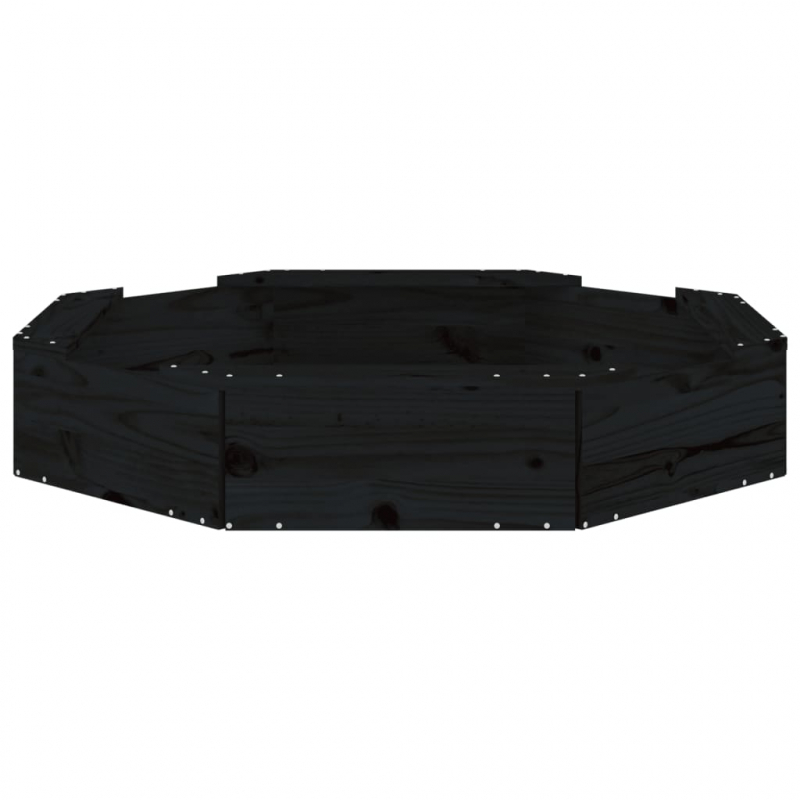 Sandkasten mit Sitzen Schwarz Achteck Massivholz Kiefer