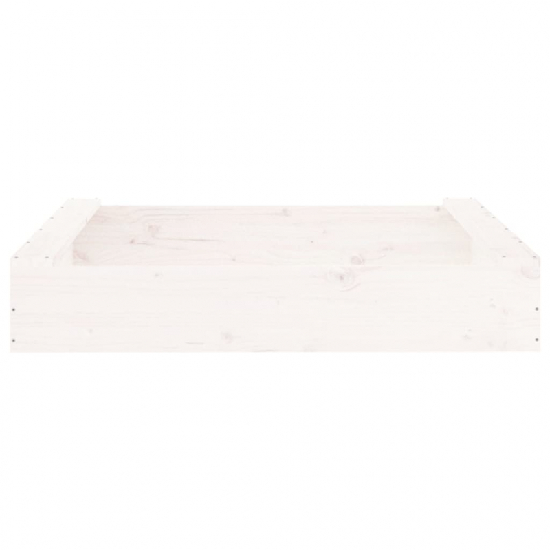 Sandkasten mit Sitzen Weiß Quadratisch Massivholz Kiefer