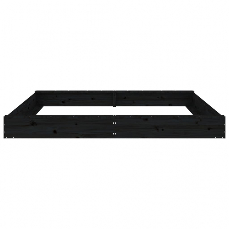 Sandkasten mit Sitzen Schwarz Quadratisch Massivholz Kiefer