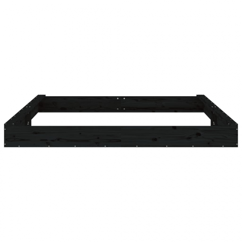 Sandkasten mit Sitzen Schwarz Quadratisch Massivholz Kiefer