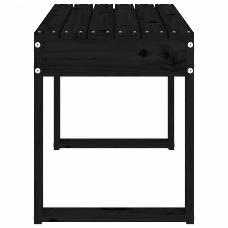 Gartenbank Schwarz 80x38x45 cm Massivholz Kiefer