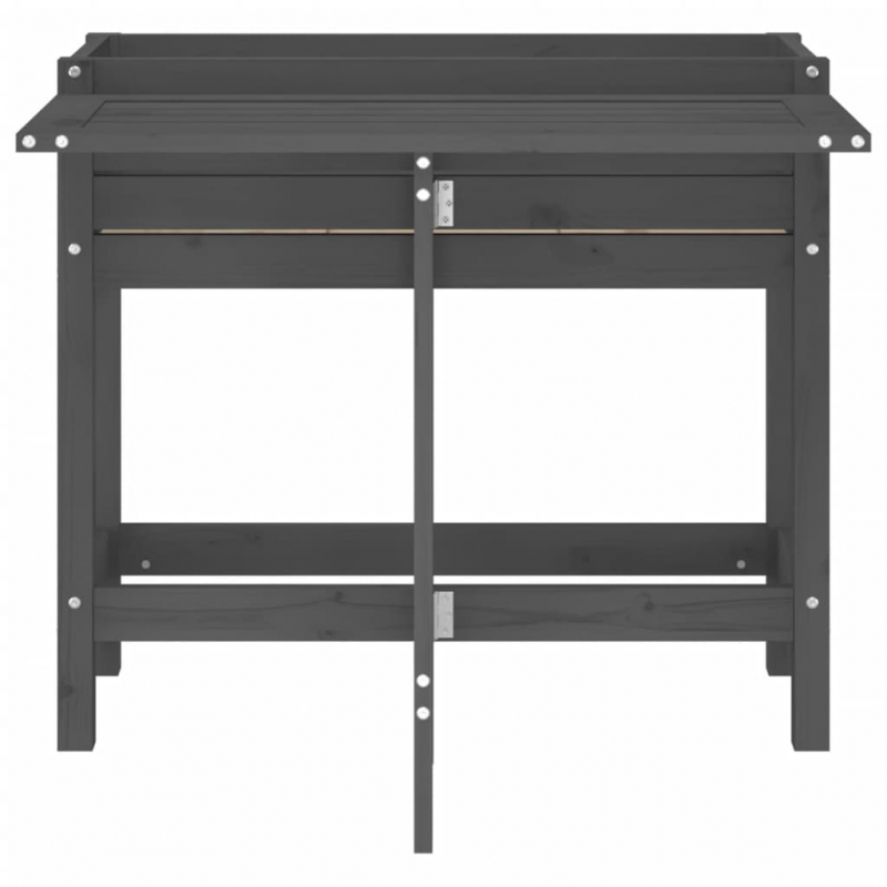 Pflanzkasten mit Klappbarer Tischplatte Grau Massivholz Kiefer