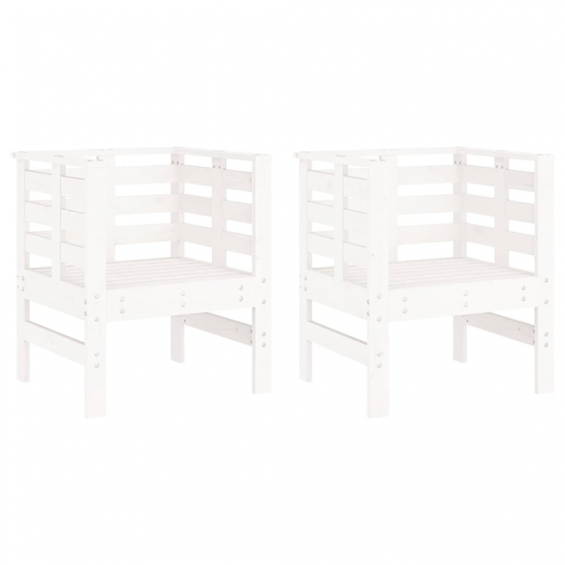 Gartenstühle 2 Stk. Weiß 61,5x53x71 cm Massivholz Kiefer