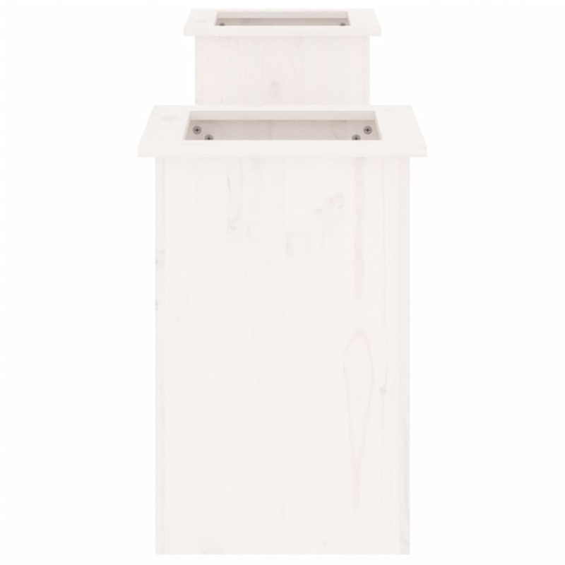 Gartenbank mit Pflanzkübeln Weiß 184,5x39,5x56,5 cm Kiefernholz