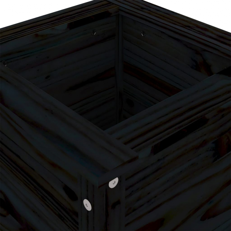 Pflanzkübel Schwarz 40x40x78 cm Massivholz Kiefer