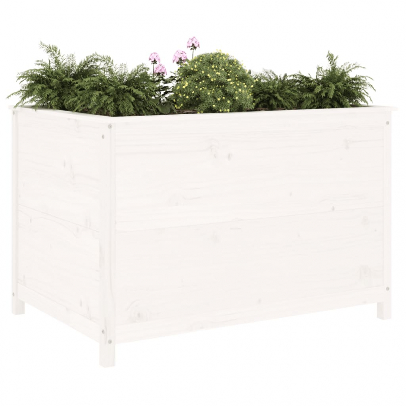 Hochbeet Weiß 119,5x82,5x78 cm Massivholz Kiefer