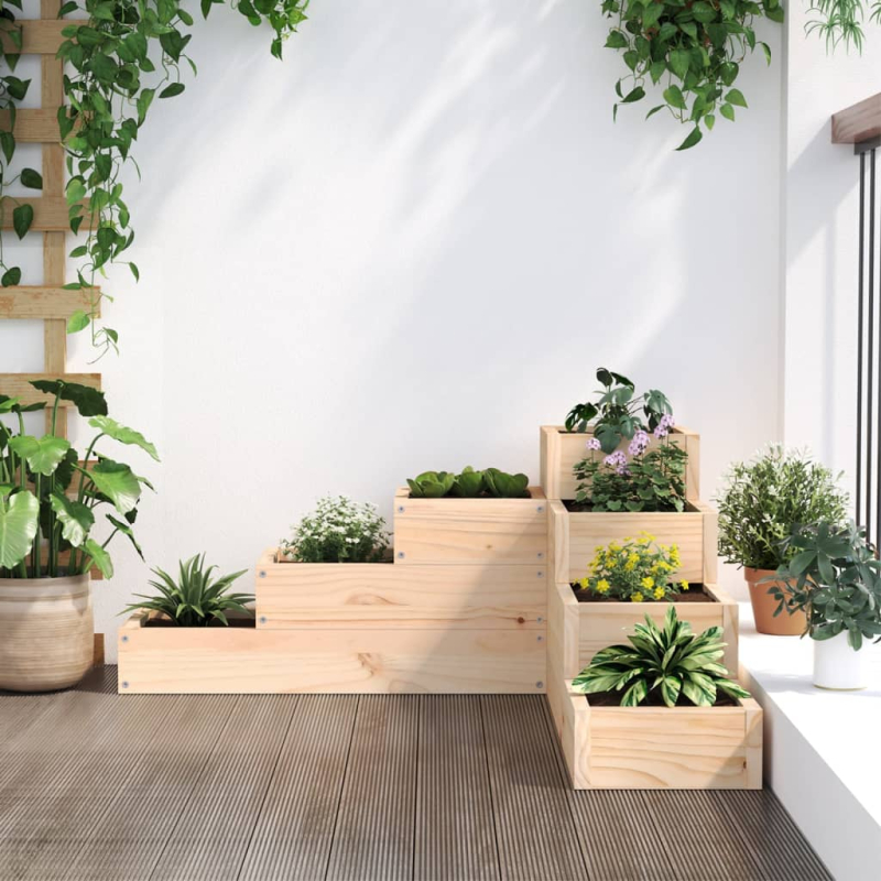 Pflanzentreppe 4 Stufen 80,5x79x36 cm Massivholz Kiefer