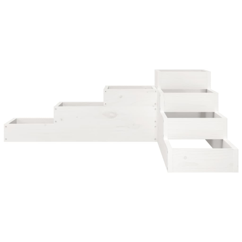 Pflanzentreppe 4 Stufen 106x104,5x36 cm Weiß Massivholz Kiefer