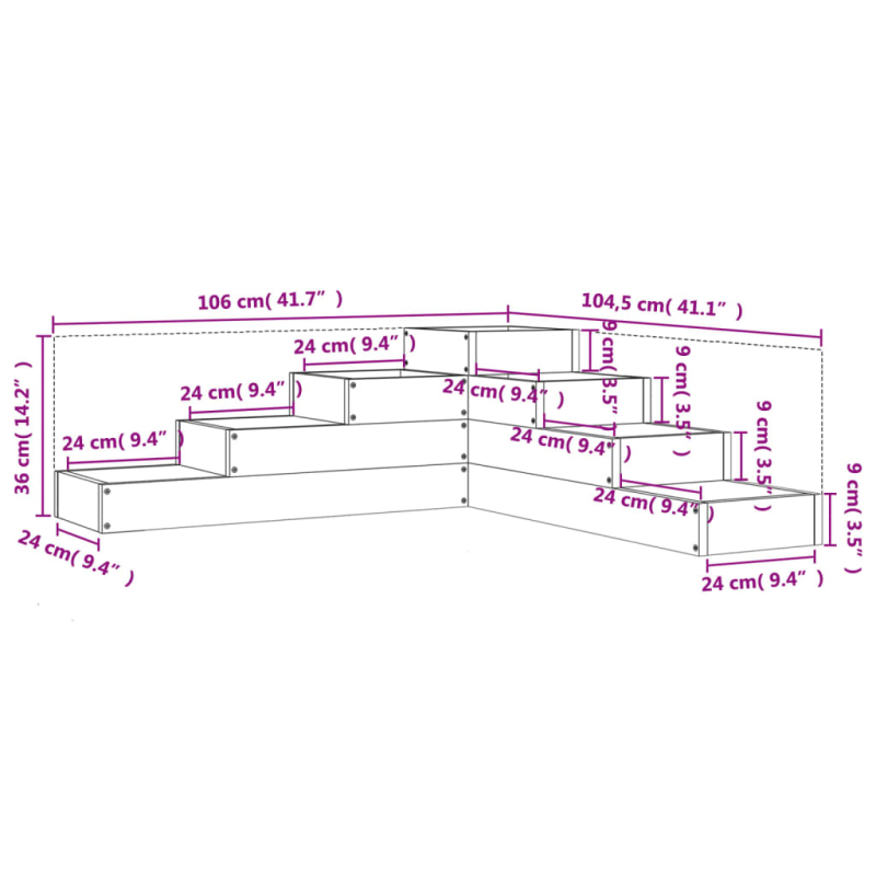 Pflanzentreppe 4 Stufen 106x104,5x36 cm Massivholz Douglasie
