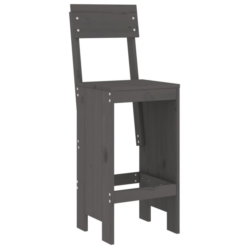 Barhocker 2 Stk. Grau 40x48,5x115,5 cm Massivholz Kiefer
