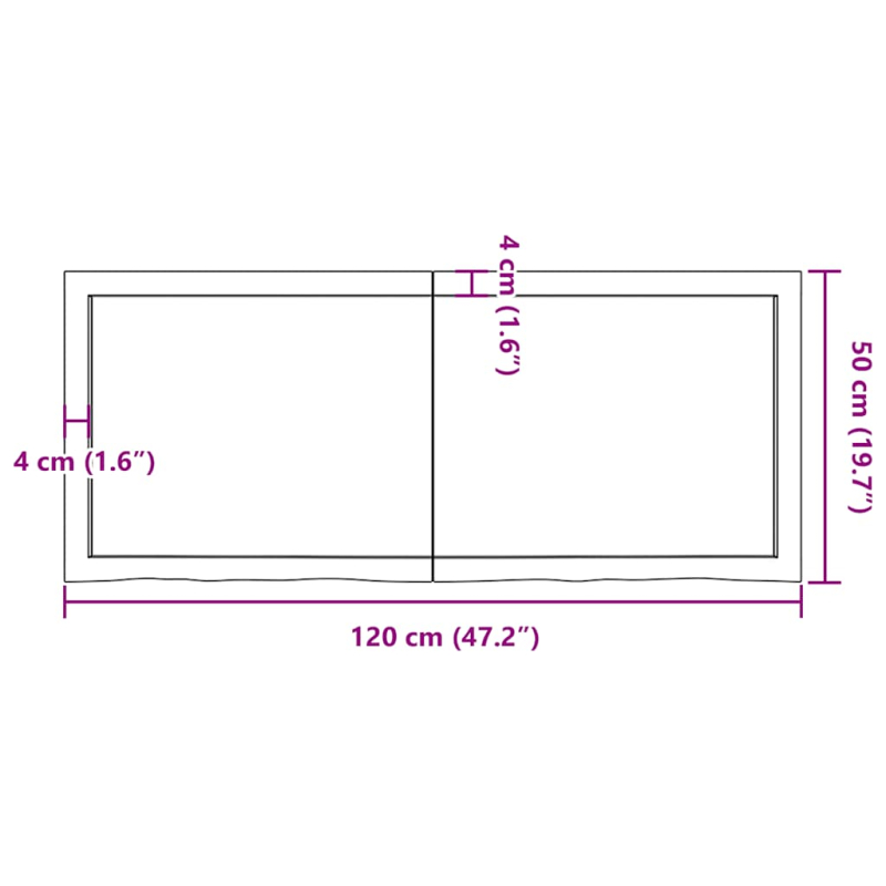 Wandregal Dunkelbraun 120x50x(2-6)cm Massivholz Eiche Behandelt